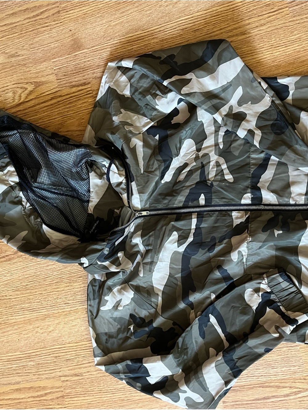 Shinestar Green Camo Hooded Raincoat